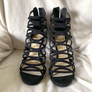 Jessica Simpson Razella Black Lux Kid Suede Heels